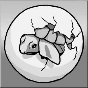 Clip Art: Sea Turtle Hatchling Grayscale