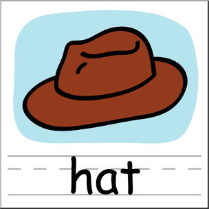 Clip Art: Basic Words: Hat 1 Color Labeled