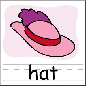 Clip Art: Basic Words: Hat 2 Color Labeled