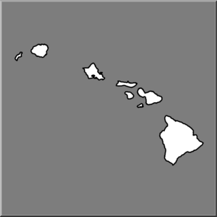 Clip Art: US State Maps: Hawaii Grayscale