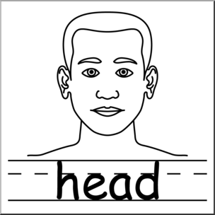 Clip Art: Parts of the Body: Head B&W