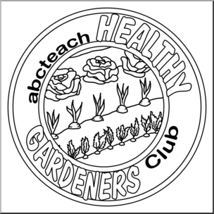 Clip Art: Healthy Gardeners Club Logo 2 B&W