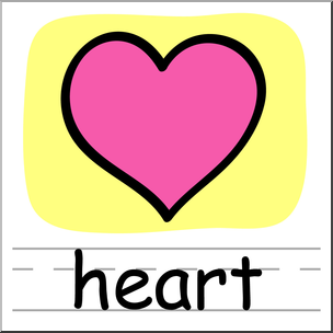 Clip Art: Basic Words: Heart Color Labeled