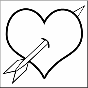 Clip Art: Heart & Arrow B&W