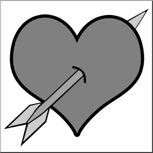 Clip Art: Heart & Arrow Grayscale