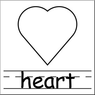 Clip Art: Shapes: Heart B&W Labeled