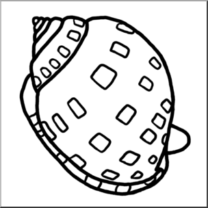 Clip Art: Seashells: Helmet Shell B&W