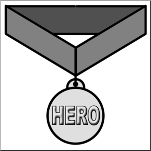 Clip Art: Hero Award Grayscale
