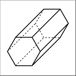 Clip Art: 3D Solids: Hexagonal Prism B&W