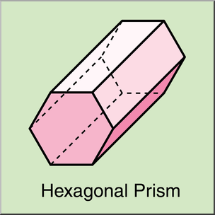 Clip Art: 3D Solids: Hexagonal Prism Color Labeled