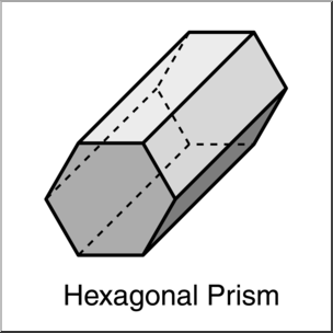 Clip Art: 3D Solids: Hexagonal Prism Grayscale Labeled
