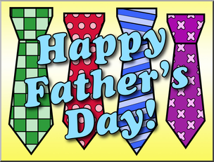 Clip Art: Happy Father’s Day Ties Color 1