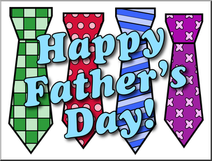 Clip Art: Happy Father’s Day Ties Color 2