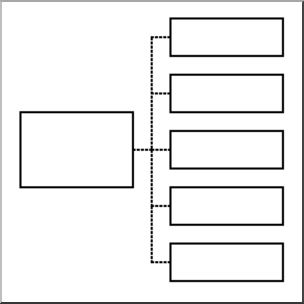 Clip Art: Hierarchical Organizer 2 Levels x 5 B&W Unlabeled