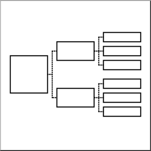 Clip Art: Hierarchical Organizer 3 Levels x 2 x 3 B&W Unlabeled