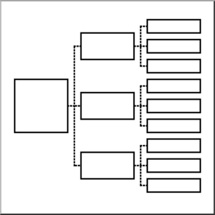 Clip Art: Hierarchical Organizer 3 Levels x 3 x 3 B&W Unlabeled