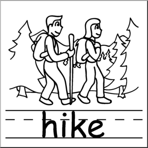 Clip Art: Basic Words: Hike B&W Labeled