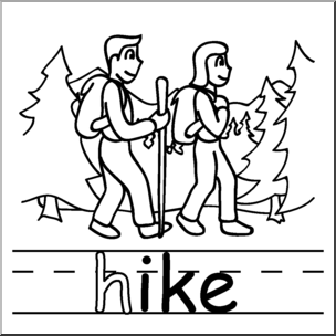 Clip Art: Basic Words: -ike Phonics: Hike B&W