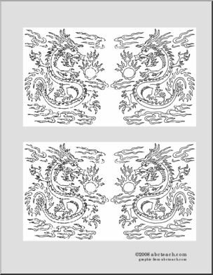 Coloring Page: Chinese Dragons