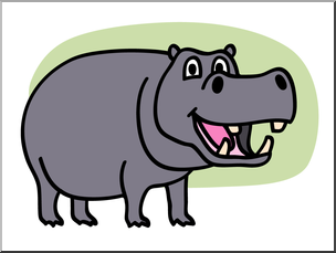 Clip Art: Basic Words: Hippo Color Unlabeled
