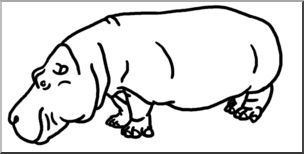 Clip Art: Hippopotamus B&W