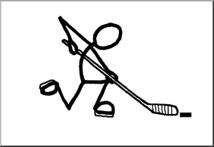 Clip Art: Stick Guy Ice Hockey B&W
