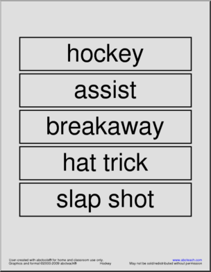 Word Wall: Hockey Terminology