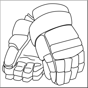 Clip Art: Ice Hockey Gloves B&W