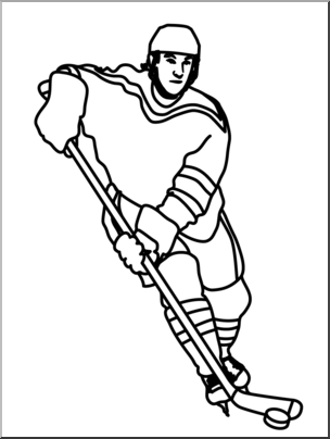 Clip Art: Hockey Player B&W