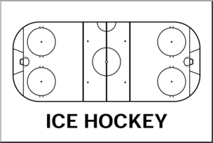 Clip Art: Playing Fields: Ice Hockey B&W Blank
