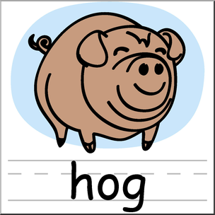 Clip Art: Basic Words: Hog Color Labeled