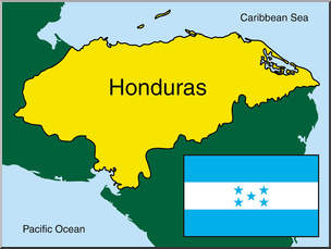 Clip Art: Honduras Map Color Labeled 2