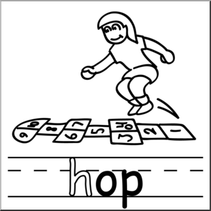 Clip Art: Basic Words: -op Phonics: Hop B&W