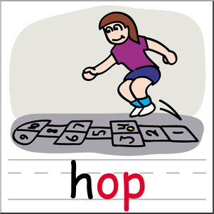 Clip Art: Basic Words: -op Phonics: Hop Color