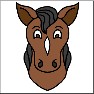 Clip Art: Cartoon Animal Faces: Horse Color – Abcteach