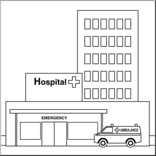Clip Art: Buildings: Hospital B&W