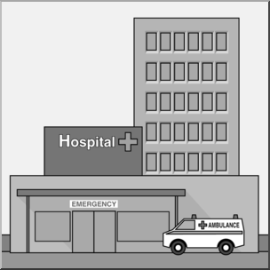 hospital building clipart black and white
