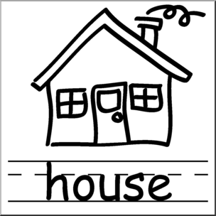 Clip Art: Basic Words: House B&W