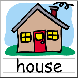 Clip Art: Basic Words: House Color Labeled