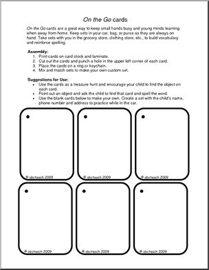 On the Go Cards:  Instructions