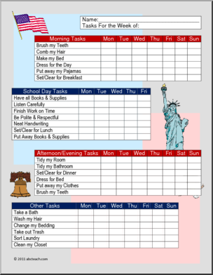 Chart: Homeschool Daily Tasks U.S. Symbols