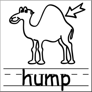 Clip Art: Basic Words: Hump B&W Labeled