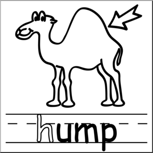 Clip Art: Basic Words: -ump Phonics: Hump B&W