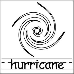 Clip Art: Weather Icons: Hurricane B&W Labeled