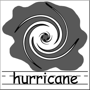 Clip Art: Weather Icons: Hurricane Grayscale Labeled