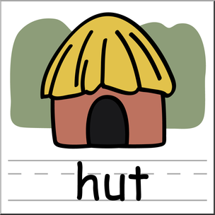 Clip Art: Basic Words: Hut Color Labeled