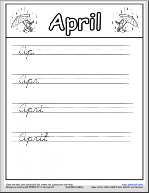 Handwriting Packet: April – DN-Style Font Cursive