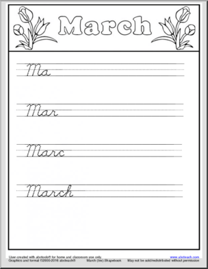 Handwriting Packet: March – DN-Style Font Cursive