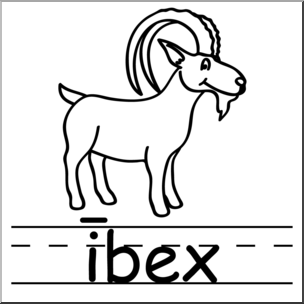 Clip Art: Basic Words: Ibex B&W Labeled