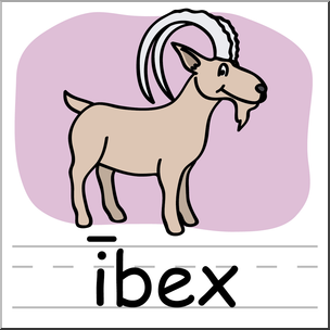 Clip Art: Basic Words: Ibex Color Labeled